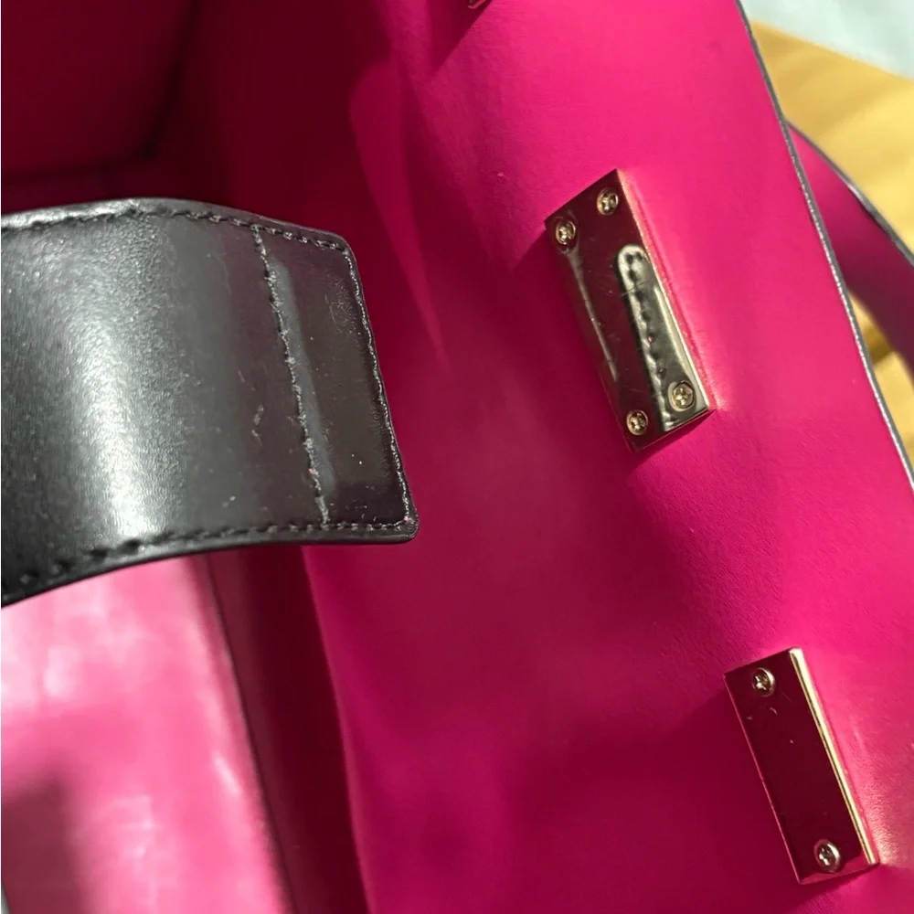 Kate Spade New York Kyra Black Smooth Leather Tote with Pink Accents - Picture 7 of 16